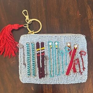 Anthropologie ski beaded change purse